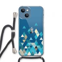 Gekleurde driehoekjes blauw: iPhone 13 mini Transparant Hoesje met koord