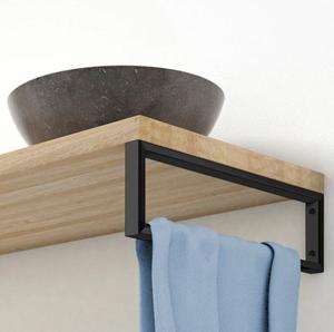 Wiesbaden Bracket ophangbeugel plankdrager vierkant 46x22 cm zwart mat