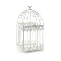 Item INternational - Home decoratie vogelkooi - wit - 23 x 23 x 46 cm - Vogelkooien