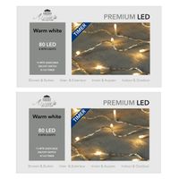 Set van 2x stuks kerstverlichting warm wit 80 lampjes 800 cm lichtsnoer met timer - thumbnail