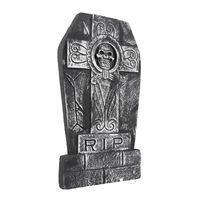Horror kerkhof decoratie grafsteen RIP met kruis en schedel 50 x 27 cm - Feestdecoratievoorwerp - thumbnail