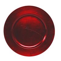 1x Ronde kaarsenborden/onderborden rood glimmend 33 cm   - - thumbnail