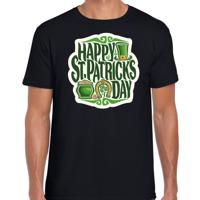 St. Patricks day thema t-shirt - zwart - voor heren - Happy St. Patricks day - Ierse feestdag