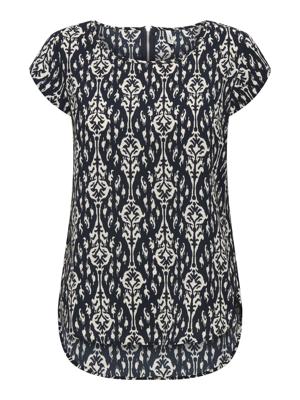 Only Onlvic S/s Aop Top Noos Wvn T-shirt Korte Mouw Total Eclipse Felina Simple Etchnic