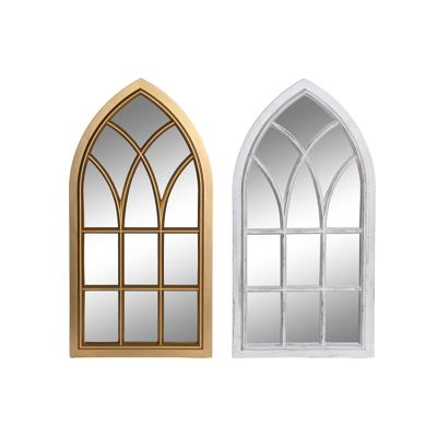 Wandspiegel DKD Home Decor Kristal Gouden Wit Polypropyleen Cottage Venster (2 Stuks)
