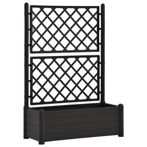 The Living Store Tuinbak met Trellis - Antraciet - 100 x 43 x 142 cm - 90 L