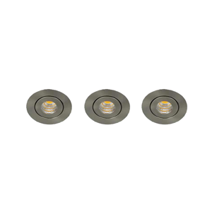 Set 3x Libra LED mini spot kantelbaar 3Watt rond NIKKEL IP65 dimbaar