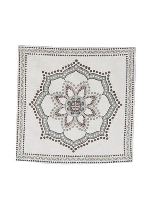Brunello Cucinelli carré de poche en soie à motif mandala - Tons neutres