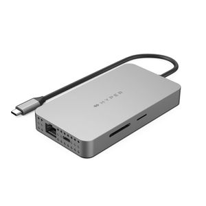 HYPER Dual 4K HDMI 10-in-1 USB-C Hub USB-C dockingstation Geschikt voor merk (dockingstation): Apple, Universeel USB-C Power Delivery, Geïntegreerde kaartlezer