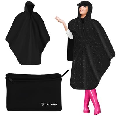 Trizand Regenponcho - 2x - zwart - polyester/pvc - volwassenen - poncho - regenjas - regenponcho's Trizand Regenponcho - 2x - zwart - polyester/pvc - volwassenen - poncho - regenjas - regenponcho's