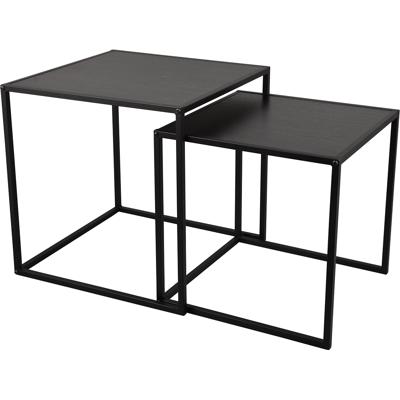 Bijzettafel set - Trion Yude - Set van 2 - Vierkant - Zwart - Metaal