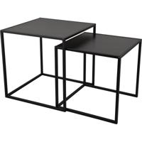 Bijzettafel set - Trion Yude - Set van 2 - Vierkant - Zwart - Metaal