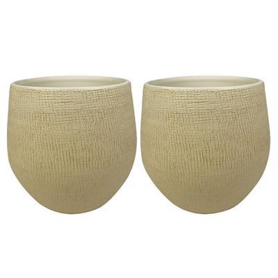 Ter Steege Plantenpot - 2x stuks - moderne look - beige - 36 x 32 cm - bloempot Ter Steege Plantenpot - 2x stuks - moderne look - beige - 36 x 32 cm - bloempot
