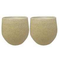 Ter Steege Plantenpot - 2x stuks - moderne look - beige - 36 x 32 cm - bloempot