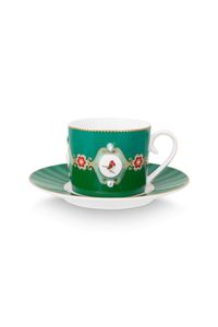 Pip Studio Love Birds Cappuccino Kop & Schotel Groen