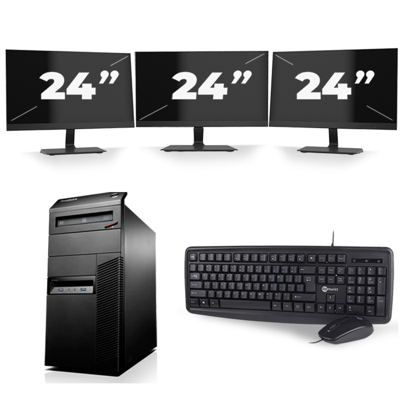 Lenovo ThinkCentre M83 Tower - Intel Core i5-4e Generatie - 8GB RAM - 256GB SSD - Windows 10 + 3x 24 inch Monitor