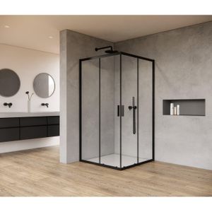 Saniclass Casus Douchecabine - 80x80x200cm - hoekinstap - helder glas - profiel - mat zwart SAO1142 mb