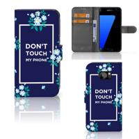 Samsung Galaxy S7 Edge Portemonnee Hoesje Flowers Blue DTMP
