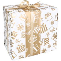 Cadeaupapier | 50cm | 200m | 80gr/m² | Cadeau Deluxe | goud/wit