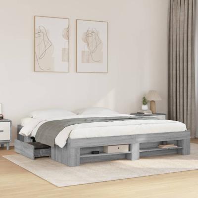 Bedframe zonder matras 180x200 cm spaanplaat grijs Sonoma