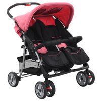 VidaXL 10155 kinderwagen Tandem-kinderwagen 2 zitplaats(en) Zwart, Roze - thumbnail