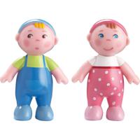 Little Friends poppenhuisbaby's Marie en Max meisjes 6 cm blauw/roze - thumbnail