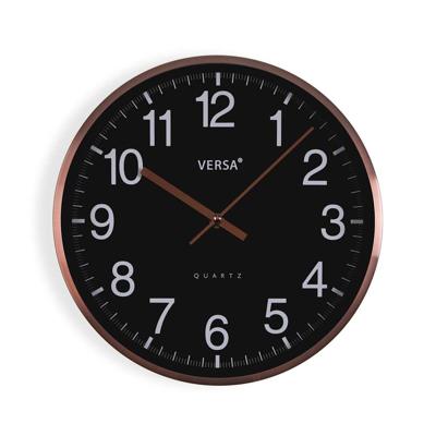 Muurklok Versa Zwart Metaal
