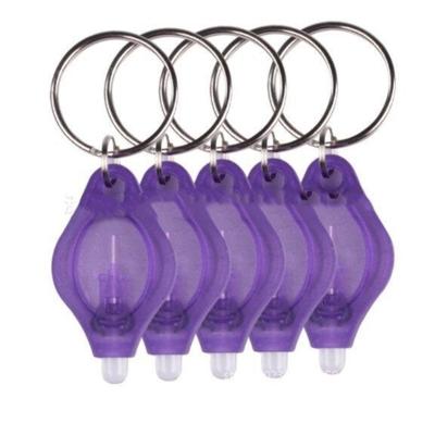 2 stuks Mini Pocket sleutelhanger zaklamp Micro LED squeeze licht buiten Camping ultra heldere noodsleutel ring licht fakkel lamp (paars)