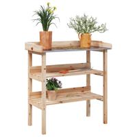 VidaXL Plantentafel met schappen 78x38x82,5 cm massief vurenhout