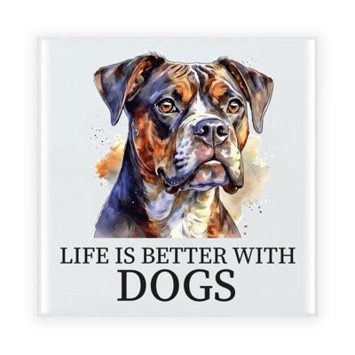 Cadeau tegel hondenliefhebber - Boxer hond - keramiek - waterverf - 15 x 15 cm