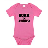 Born in Arnhem cadeau baby rompertje roze meisjes - thumbnail