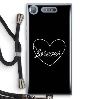 Forever heart black: Sony Xperia XZ1 Transparant Hoesje met koord