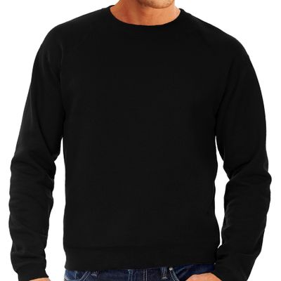 Zwarte sweater / sweatshirt trui grote maat met ronde hals voor heren