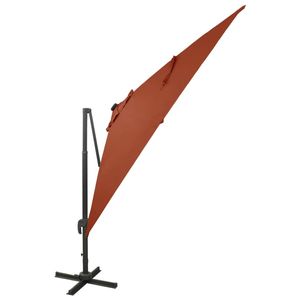 The Living Store The Living Store Tuinparasol 300x300x258 cm - Terracotta - Met LED-verlichting