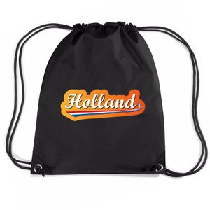 Holland voetbal rugzakje / sporttas met rijgkoord zwart