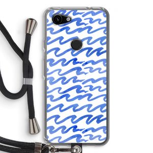 Blauwe golven: Pixel 3a Transparant Hoesje met koord