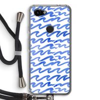 Blauwe golven: Pixel 3a Transparant Hoesje met koord