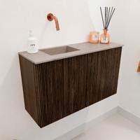 Toiletmeubel Mondiaz Joya Dlux | 70 cm | Meubelkleur Walnut | Faye wastafel Saba Wasbak Links | Zonder kraangat(en)