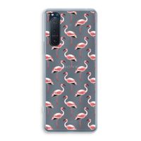 Flamingoprint groen: Sony Xperia 5 II Transparant Hoesje