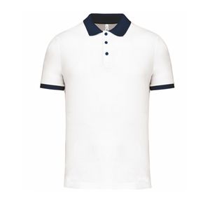 Poloshirt Sport Pro premium quality - wit/navy - mesh polyester - voor heren