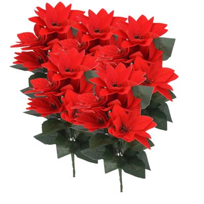 Kunsttak Kerstster - 10x - rood - 30 cm - voor binnen - Kerst kunstbloemen