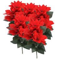 Kunsttak Kerstster - 10x - rood - 30 cm - voor binnen - Kerst kunstbloemen