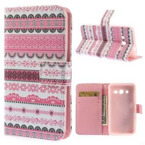 Samsung Galaxy Core 2 Wallet Stand Case Tribal Pink