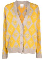 Barrie cardigan en maille intarsia à col v - Jaune