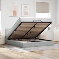 Ottoman bed met matras en LED's 160x200cm fluweel lichtgrijs