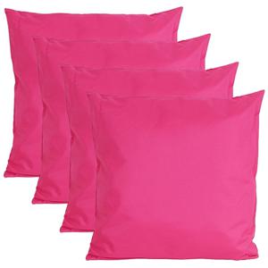 Buiten of tuin sier kussens - 4x - fuchsia roze - 60 x 60 cm - binnen/buiten - tuinbank