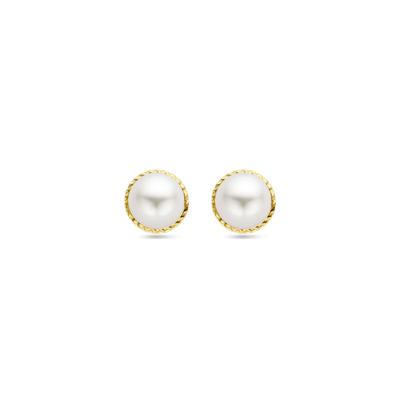 Prachtige 14k Geelgouden Oorknoppen met Zoetwaterparel - Diameter 6.5mm