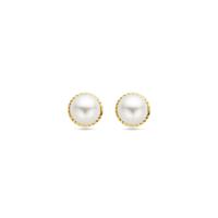 Prachtige 14k Geelgouden Oorknoppen met Zoetwaterparel - Diameter 6.5mm