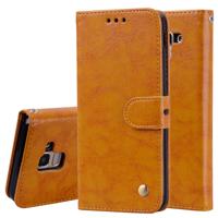 Business stijl olie Wax textuur horizontale Flip lederen case voor Galaxy J6 (EU versie) (2018) met houder & kaartsleuven & portemonnee (bruin)