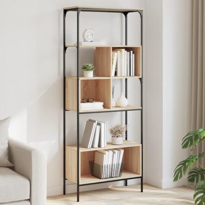 Boekenkast 5-laags 76x33x188,5 cm bewerkt hout sonoma eiken